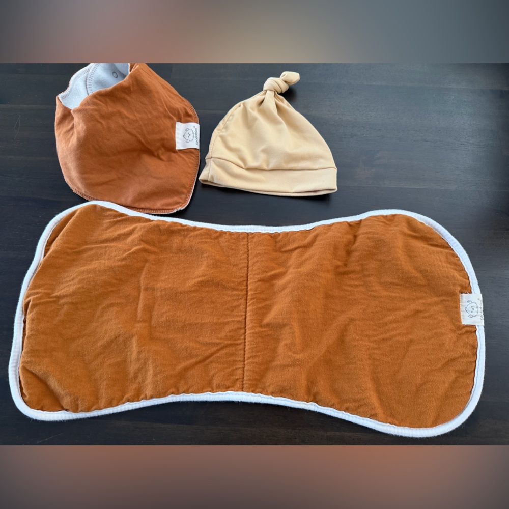 Stylish Tan and Orange Kids Bib Set